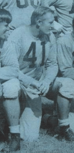 A picture of Roman Piskor in uniform sitting on a bench in 1946, while with the New York Yankees