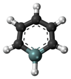 Ball-and-stick model of the Silabenzene molecule