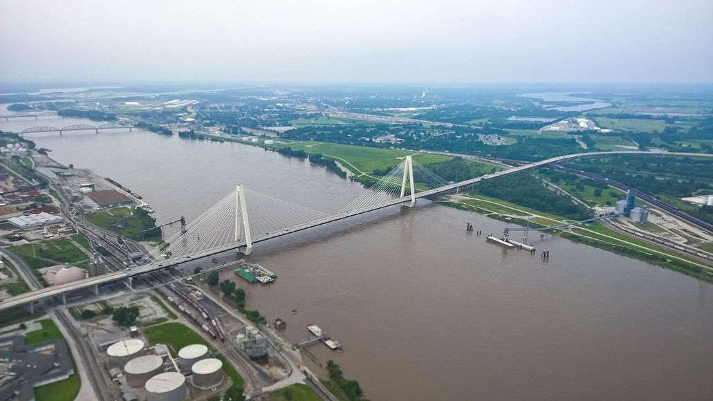 The completed Stan Musial Veterans Memorial Bridge