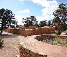 A color picture of a large sandstone ruin