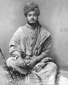 Vivekananda sitting, black and white image