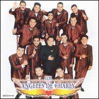 The album cover of Te Voy a Enamorar by the group Los Angeles de Charly.  The photo used for the cover features thirteen men dressed in burgundy suits, huddled around the lead singer Charly against a white studio backdrop.