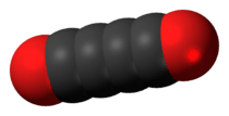 Space-filling model of the tetracarbon dioxide molecule