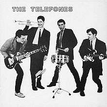 Cover art for second vinyl release from musical group The Telefones entitled Rock-Ola! released in 1981.