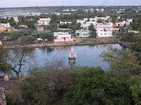 square temple tank as seen from top of the hill