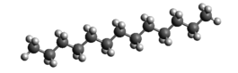 Ball-and-stick model of a normal tridecane molecule