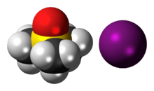 Space-filling models of the component ions of trimethylsulfoxonium iodide