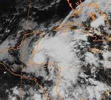 Satellite image of tropical storm.