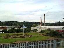 Papermills with chimney stacks