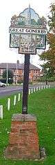 closeup of village sign