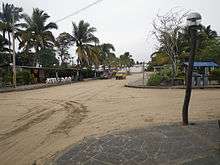 A view of the downtown area; note the sand-streets.