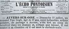 Photograph of a 19th-century newspaper announcement of someone's death