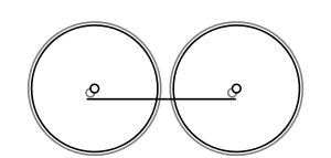 Diagram of two wheels, coupled together with a coupling rod