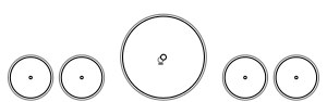 Diagram of two small leading wheels, a single large driving wheel and two small trailing wheels