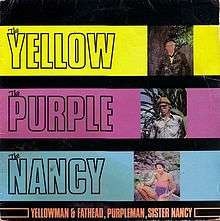 Album cover for "The Yellow, The Purple & The Nancy" featuring images of the three main artists